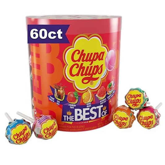 Chupa Chups "The Best Of" Pops Drum Display, 60ct, 5 assorted flavors